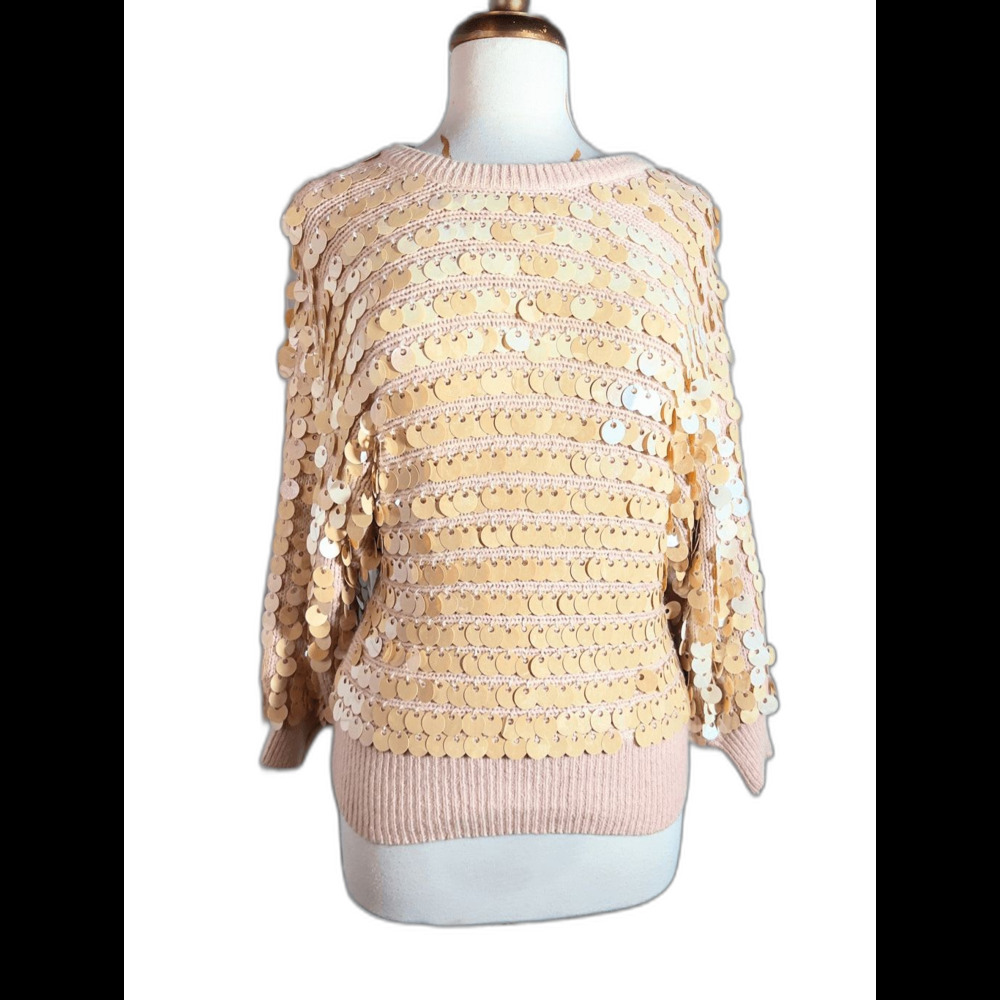 Semplice Sweater Size M Vintage 80's Sequined Disco Era Party Girl Sweater
